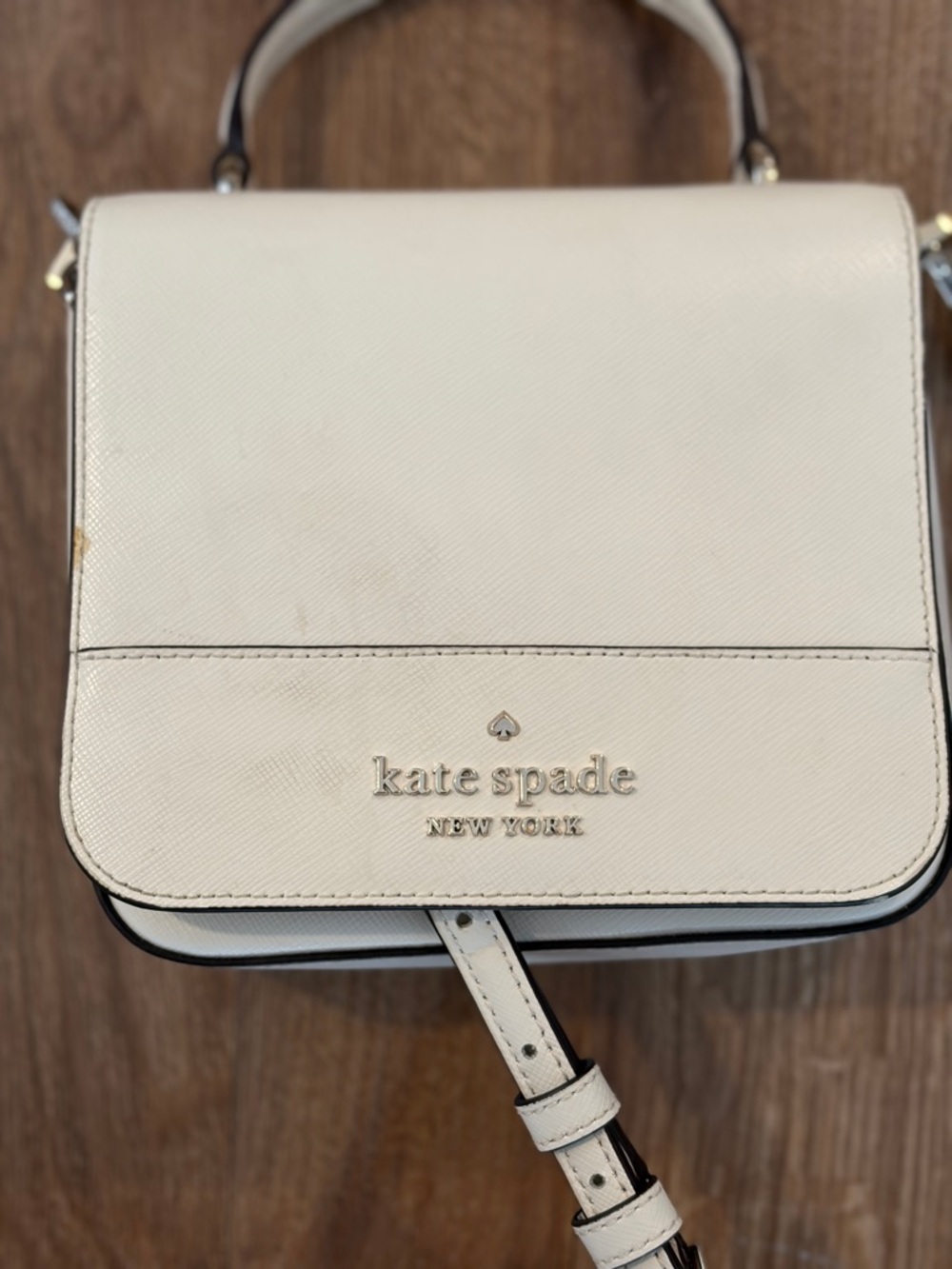 kate spade Cream Leather Crossbody Satchel with Top Handle - Picture 2 of 9